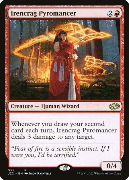 Irencrag Pyromancer - Whenever you draw your second card each turn