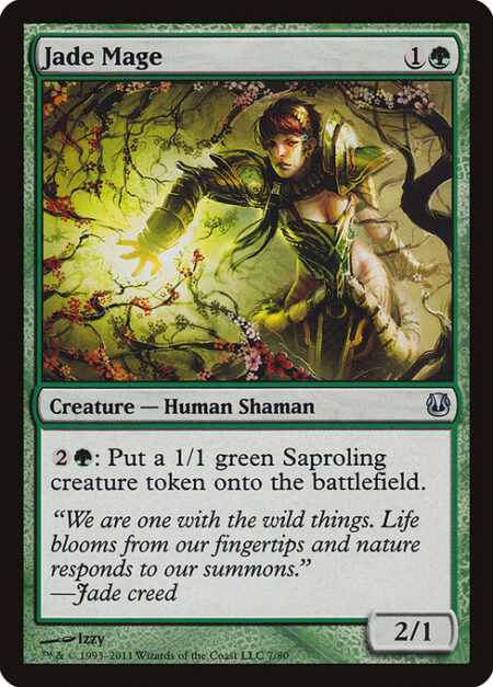 Jade Mage - {2}{G}: Create a 1/1 green Saproling creature token.