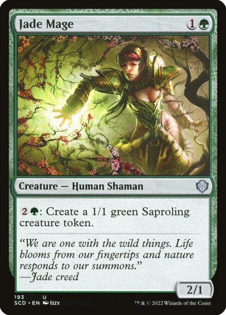 Jade Mage - {2}{G}: Create a 1/1 green Saproling creature token.