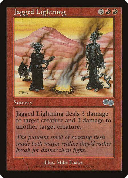 Jagged Lightning - Jagged Lightning deals 3 damage to each of two target creatures.