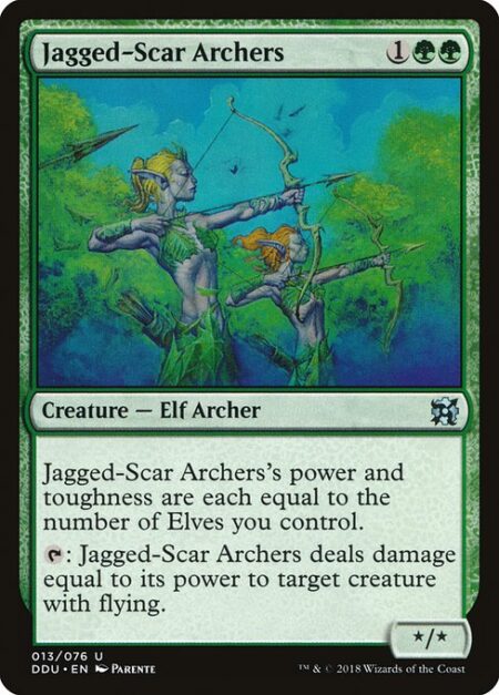 Jagged-Scar Archers - Jagged-Scar Archers's power and toughness are each equal to the number of Elves you control.