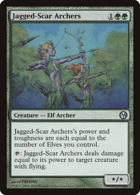 Jagged-Scar Archers - Jagged-Scar Archers's power and toughness are each equal to the number of Elves you control.