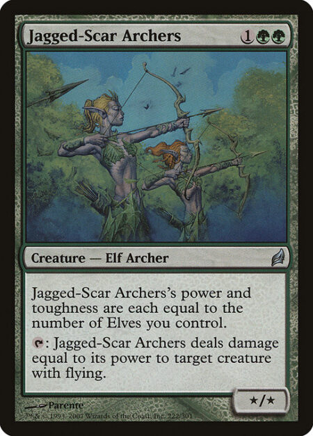 Jagged-Scar Archers - Jagged-Scar Archers's power and toughness are each equal to the number of Elves you control.