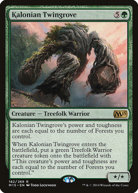 Kalonian Twingrove - Kalonian Twingrove's power and toughness are each equal to the number of Forests you control.