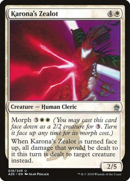 Karona's Zealot - Morph {3}{W}{W} (You may cast this card face down as a 2/2 creature for {3}. Turn it face up any time for its morph cost.)