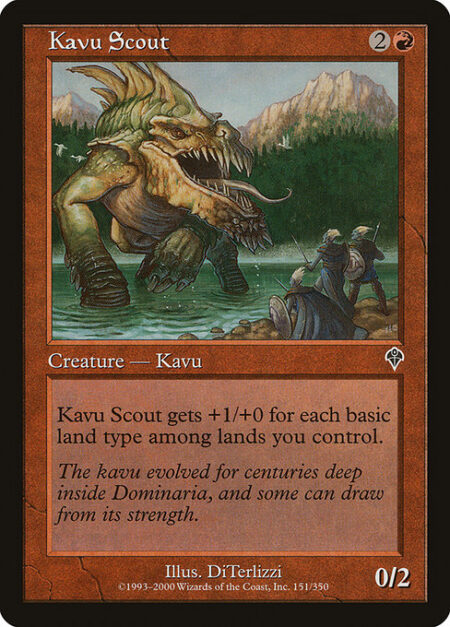 Kavu Scout - Domain — Kavu Scout gets +1/+0 for each basic land type among lands you control.