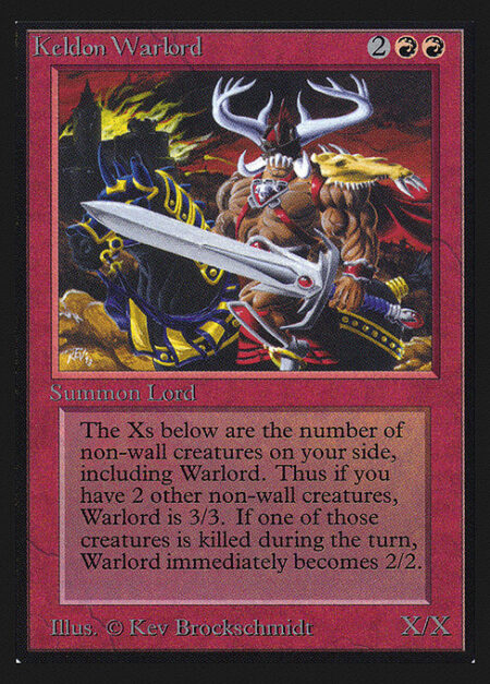 Keldon Warlord - Keldon Warlord's power and toughness are each equal to the number of non-Wall creatures you control.