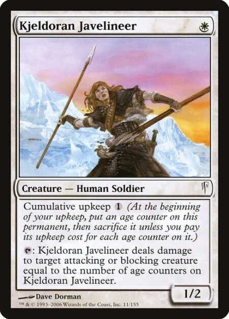 Kjeldoran Javelineer - Cumulative upkeep {1} (At the beginning of your upkeep