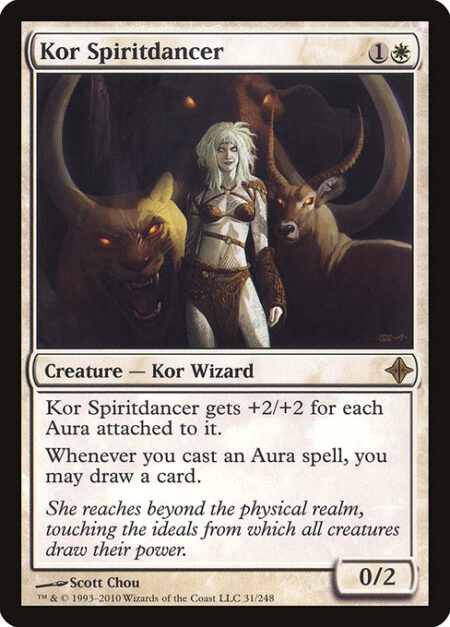 Kor Spiritdancer - Kor Spiritdancer gets +2/+2 for each Aura attached to it.