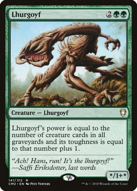 Lhurgoyf - Lhurgoyf's power is equal to the number of creature cards in all graveyards and its toughness is equal to that number plus 1.