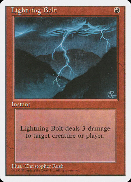 Lightning Bolt - Lightning Bolt deals 3 damage to any target.