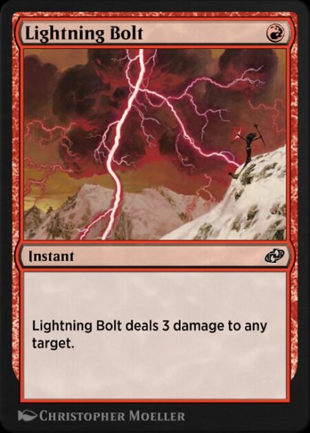 Lightning Bolt - Lightning Bolt deals 3 damage to any target.