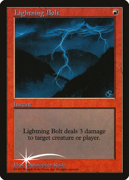 Lightning Bolt - Lightning Bolt deals 3 damage to any target.