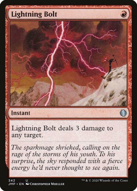 Lightning Bolt - Lightning Bolt deals 3 damage to any target.