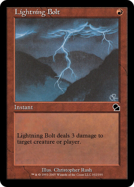 Lightning Bolt - Lightning Bolt deals 3 damage to any target.