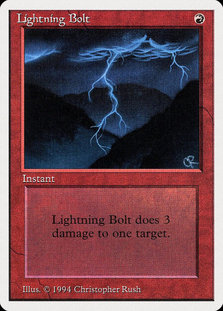 Lightning Bolt - Lightning Bolt deals 3 damage to any target.