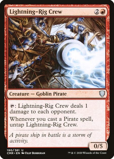 Lightning-Rig Crew - {T}: Lightning-Rig Crew deals 1 damage to each opponent.