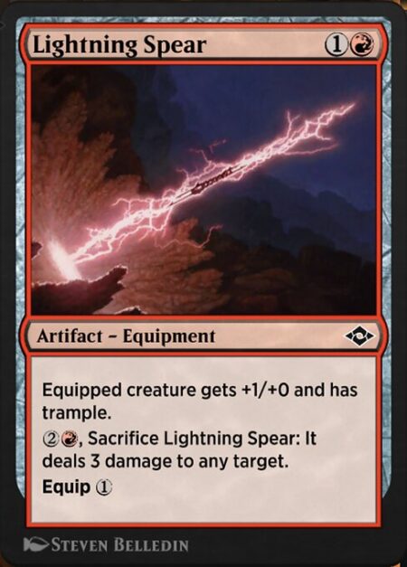 Lightning Spear - Equipped creature gets +1/+0 and has trample.