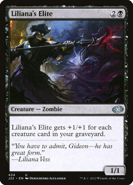 Liliana's Elite - Liliana's Elite gets +1/+1 for each creature card in your graveyard.