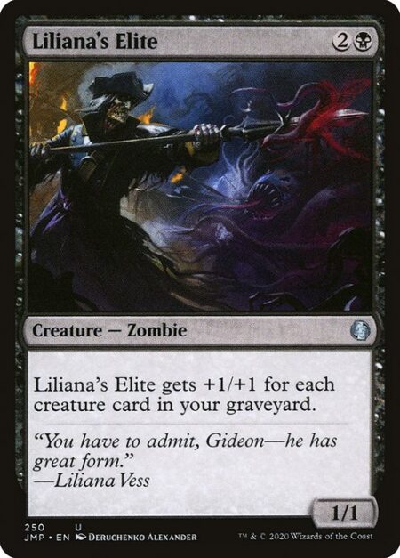 Liliana's Elite - Liliana's Elite gets +1/+1 for each creature card in your graveyard.