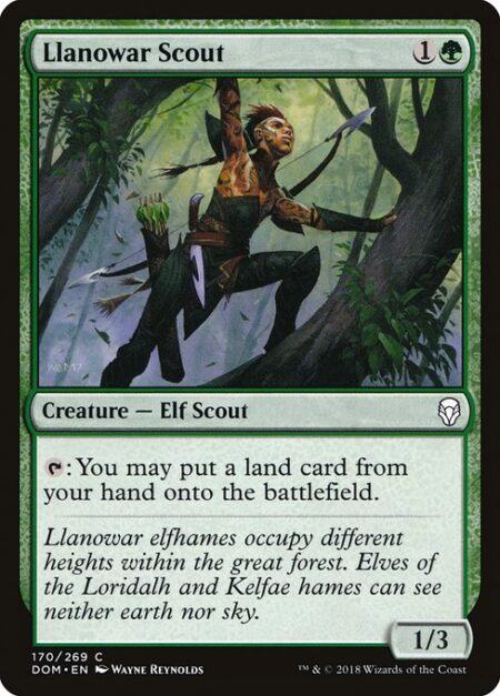 Llanowar Scout - {T}: You may put a land card from your hand onto the battlefield.