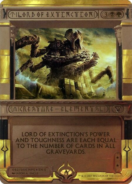 Lord of Extinction - Lord of Extinction's power and toughness are each equal to the number of cards in all graveyards.