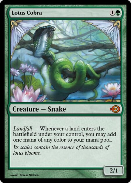 Lotus Cobra - Landfall — Whenever a land enters the battlefield under your control