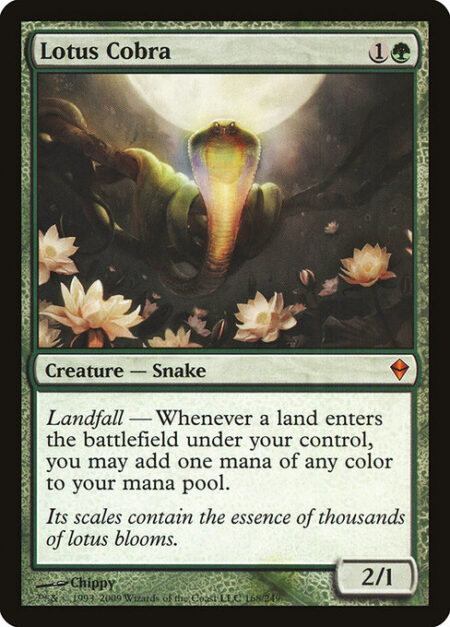 Lotus Cobra - Landfall — Whenever a land enters the battlefield under your control