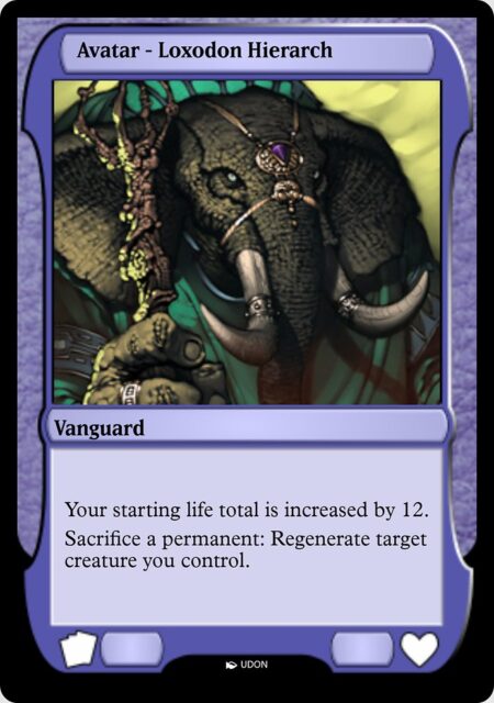 Loxodon Hierarch Avatar - Sacrifice a permanent: Regenerate target creature you control.