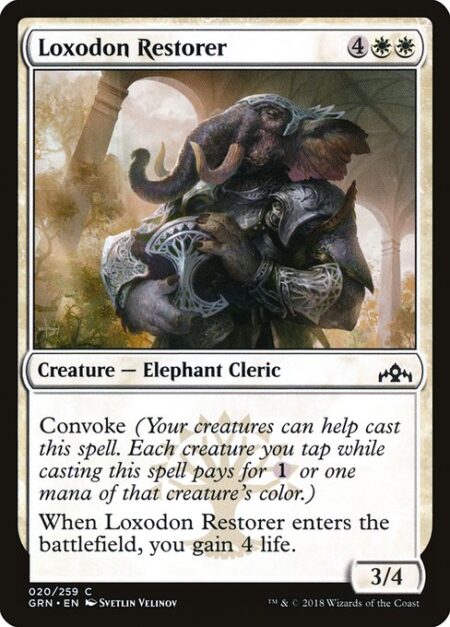 Loxodon Restorer - Convoke (Your creatures can help cast this spell. Each creature you tap while casting this spell pays for {1} or one mana of that creature's color.)