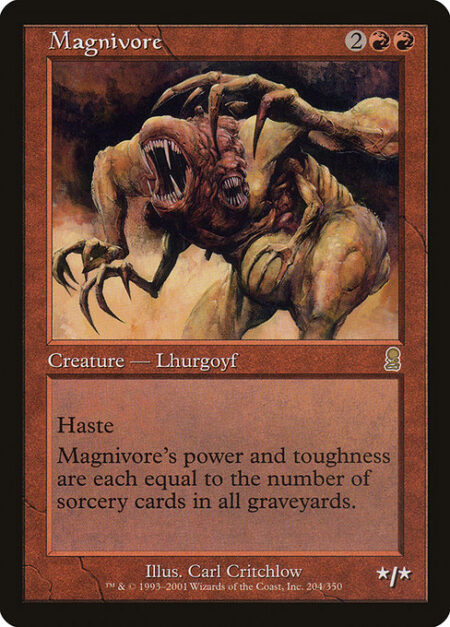 Magnivore - Haste (This creature can attack and {T} as soon as it comes under your control.)