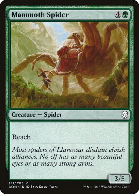 Mammoth Spider - Reach (This creature can block creatures with flying.)