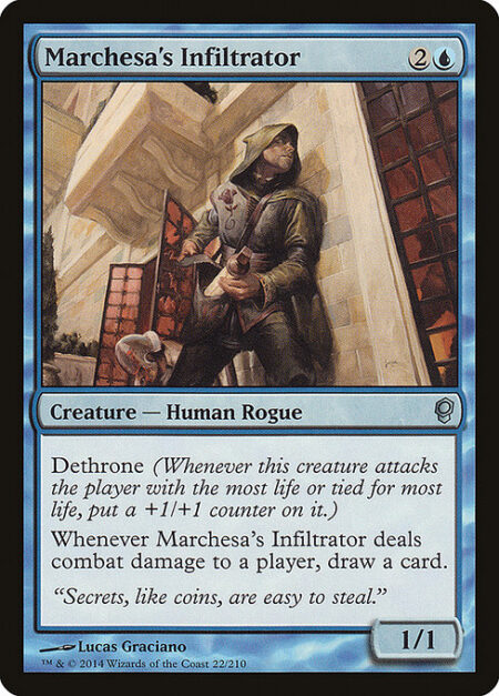 Marchesa's Infiltrator - Dethrone (Whenever this creature attacks the player with the most life or tied for most life