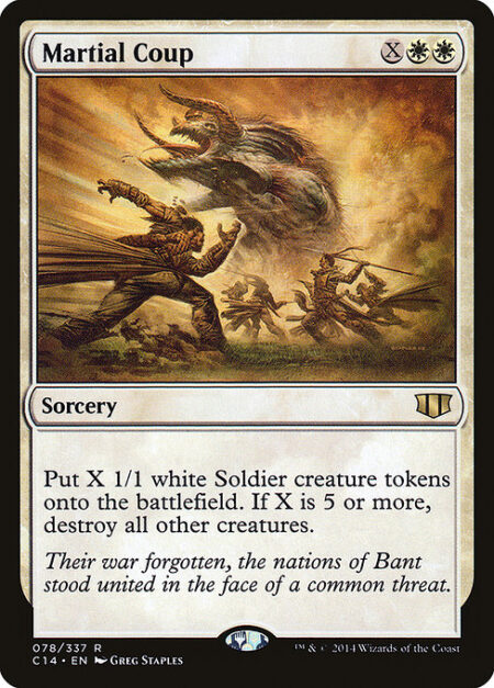 Martial Coup - Create X 1/1 white Soldier creature tokens. If X is 5 or more