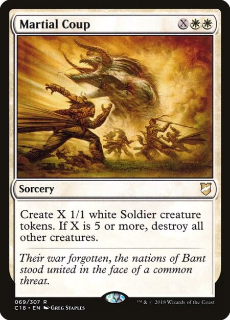 Martial Coup - Create X 1/1 white Soldier creature tokens. If X is 5 or more