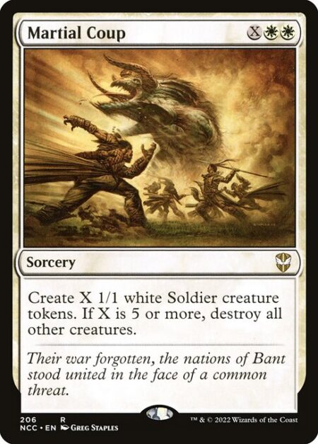 Martial Coup - Create X 1/1 white Soldier creature tokens. If X is 5 or more