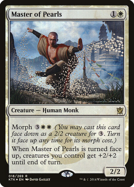 Master of Pearls - Morph {3}{W}{W} (You may cast this card face down as a 2/2 creature for {3}. Turn it face up any time for its morph cost.)