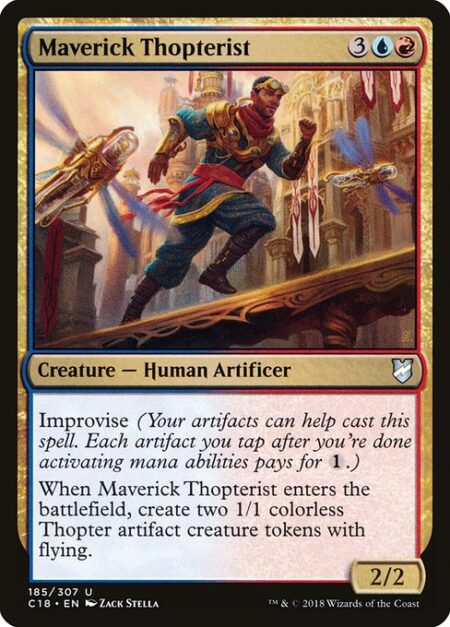 Maverick Thopterist - Improvise (Your artifacts can help cast this spell. Each artifact you tap after you're done activating mana abilities pays for {1}.)