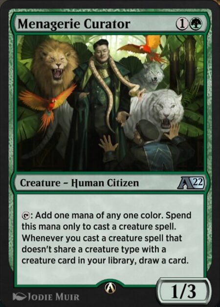 Menagerie Curator - {T}: Add one mana of any color. Spend this mana only to cast a creature spell.