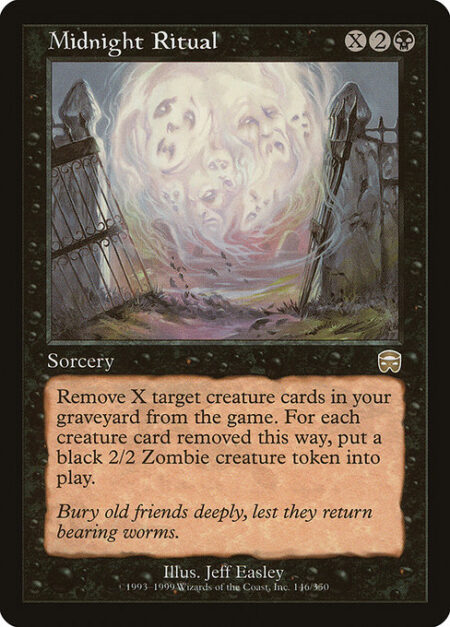 Midnight Ritual - Exile X target creature cards from your graveyard. For each creature card exiled this way