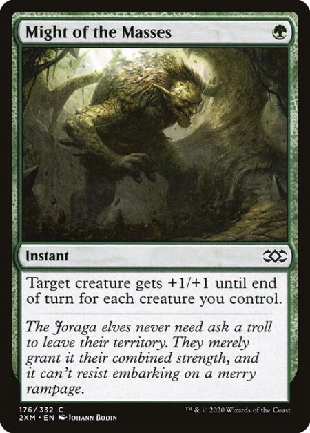 Might of the Masses - Target creature gets +1/+1 until end of turn for each creature you control.