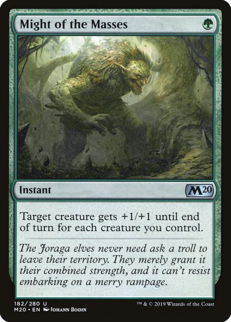 Might of the Masses - Target creature gets +1/+1 until end of turn for each creature you control.