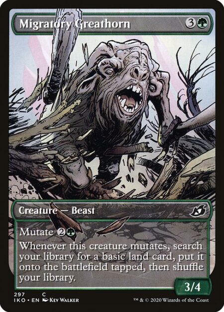 Migratory Greathorn - Mutate {2}{G} (If you cast this spell for its mutate cost