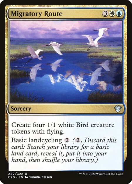 Migratory Route - Create four 1/1 white Bird creature tokens with flying.