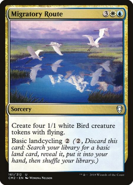 Migratory Route - Create four 1/1 white Bird creature tokens with flying.