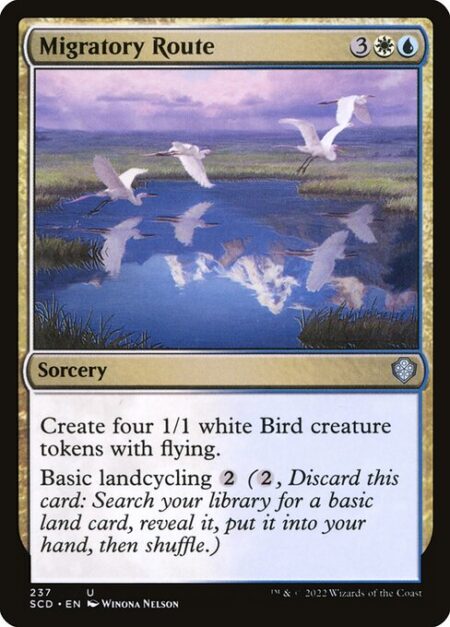 Migratory Route - Create four 1/1 white Bird creature tokens with flying.