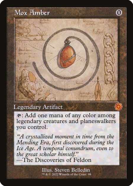 Mox Amber - {T}: Add one mana of any color among legendary creatures and planeswalkers you control.