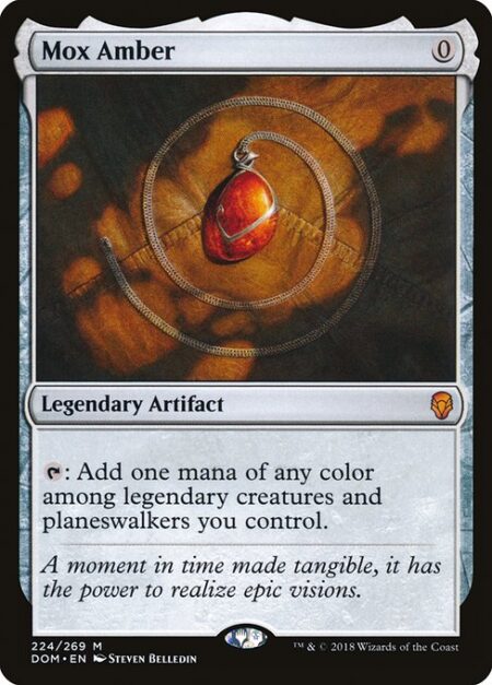 Mox Amber - {T}: Add one mana of any color among legendary creatures and planeswalkers you control.