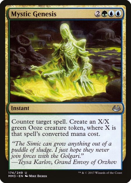 Mystic Genesis - Counter target spell. Create an X/X green Ooze creature token