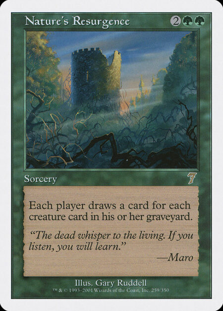 Nature's Resurgence - Each player draws a card for each creature card in their graveyard.